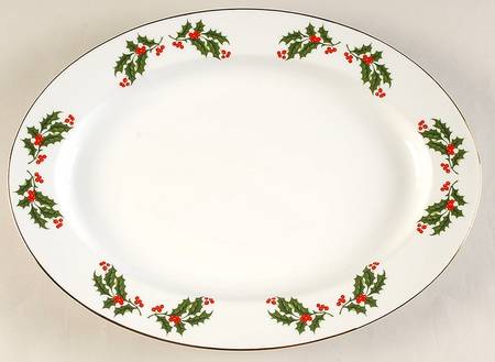 Christmas Holly (Porcelain) 14" Oval Serving Platter