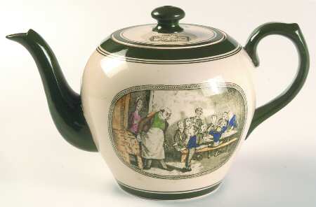 Dickens Green Teapot & Lid