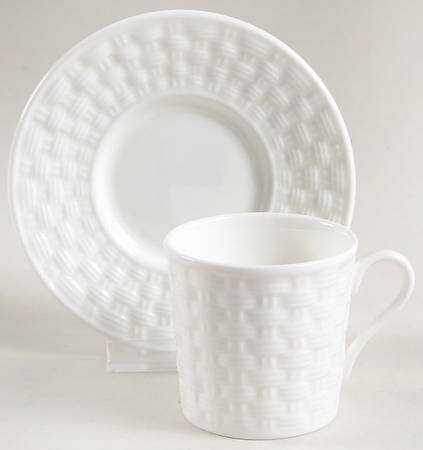 Belleek Basketweave Flat Demitasse Cup & Saucer Set