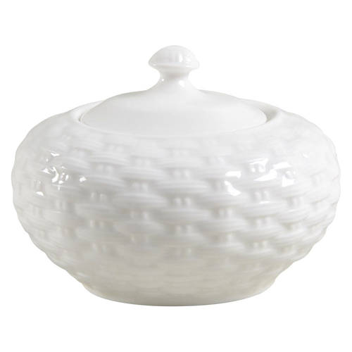 Belleek Basketweave Sugar Bowl & Lid