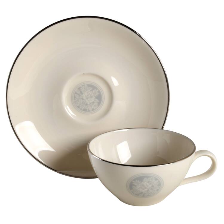 Rose Medallion Flat Cup & Saucer Set