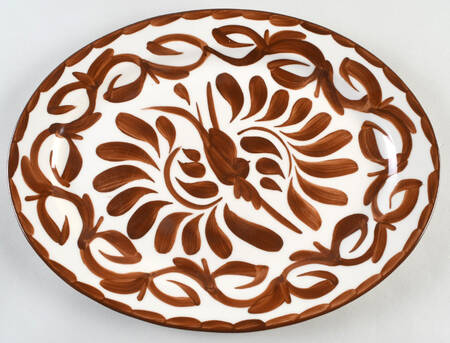 Puebla Brown 15" Oval Serving Platter by Anfora (Mexico)
