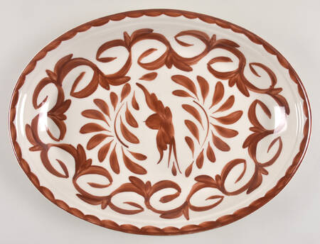 Puebla Brown 16" Oval Serving Platter by Anfora (Mexico)