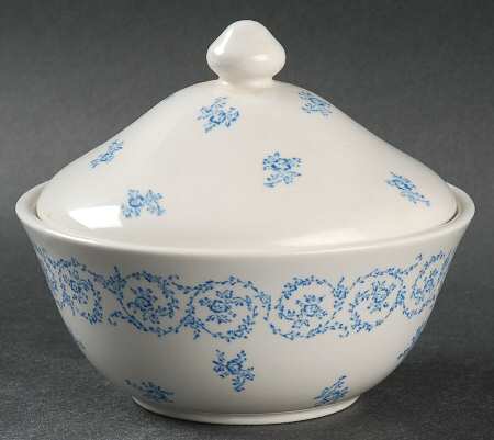 Normandy Rose (Pink Blue) Powder Box with Lid