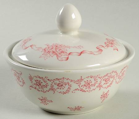 Normandy Rose (Pink Blue) Cotton Ball Jar and Lid