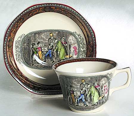 Dickens Rust (Multisided) Flat Cup & Saucer Set