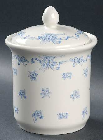Ribbons Blue Cotton Ball Jar and Lid