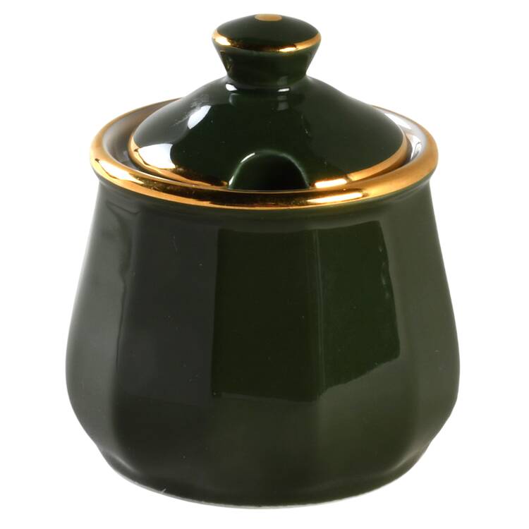 Green and Gold Bistroware Mustard Jar & Lid