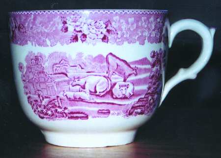 English Scenic Pink (Older, Smooth) Flat Cup