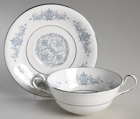Venetian (Smooth) Flat Cream Soup Bowl & Saucer Set by John  Aynsley & Sons