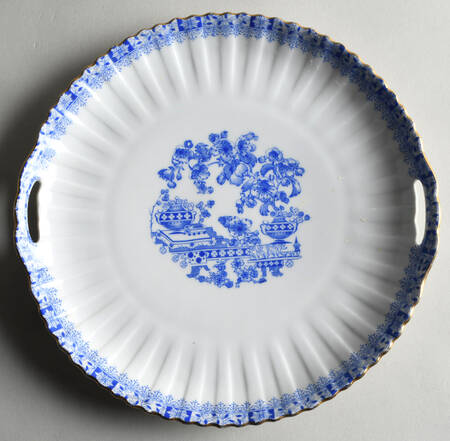 China Blau Handled Cake Plate