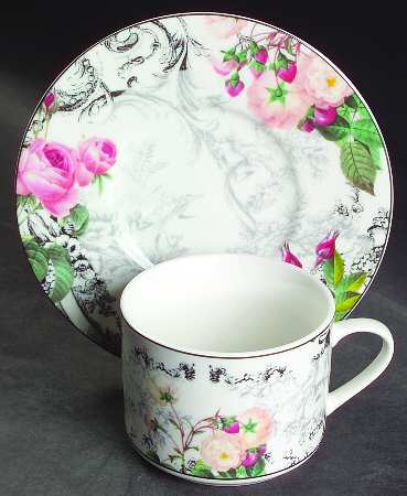 Rose Toile Flat Cup & Saucer Set