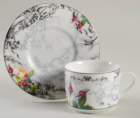 Rose Toile Flat Cup & Saucer Set