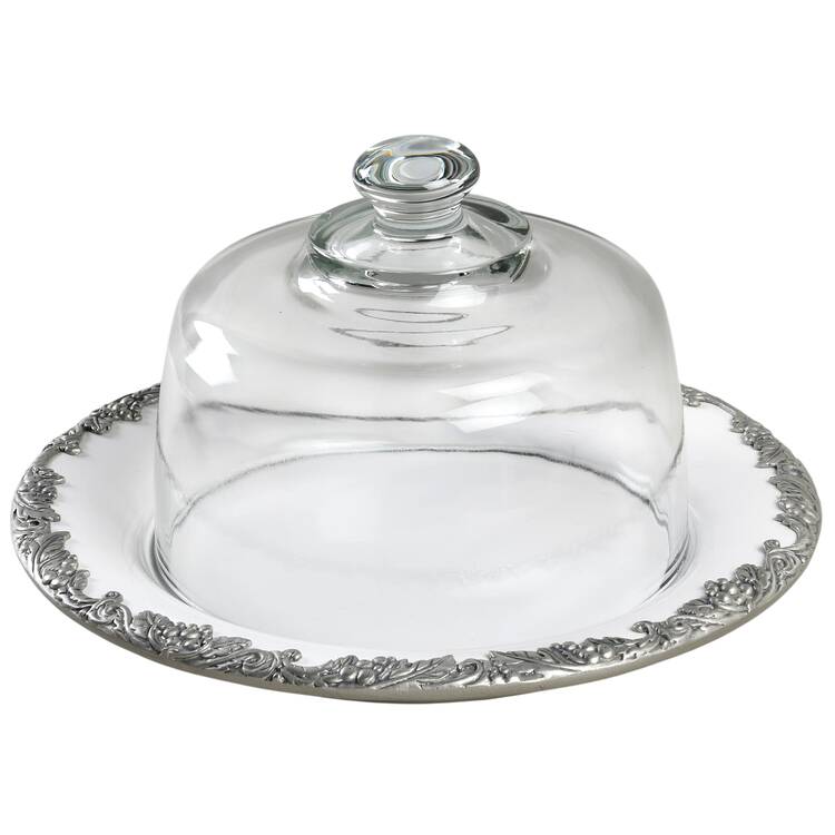 Grape Cheese Dish W/Glass Dome