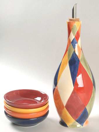 Ciao Harlequin Oil Jar Drizzler with 4 Motif Dipping Dish