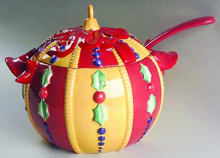 Christmas Ornaments Figural Tureen & Lid with Ladle