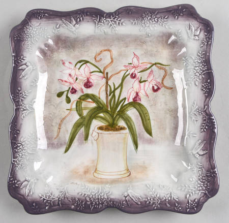 Floral Jardin Lavender (Square, Scalloped) Square Salad Plate