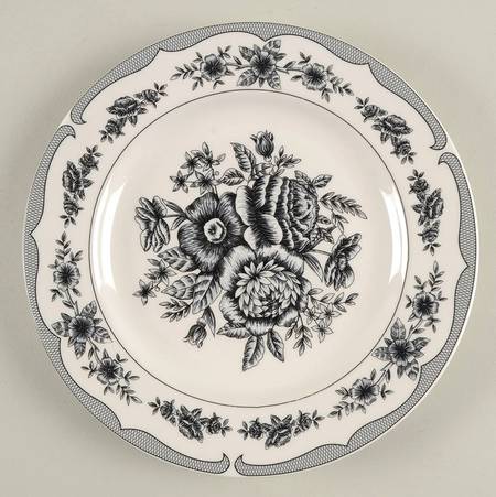 Floral Toile Black Salad Plate