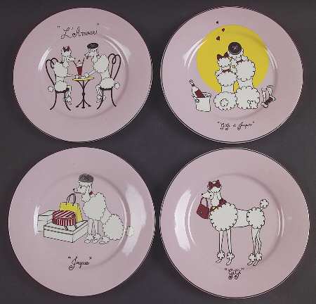 Pink Poodle Canape Plate - Set of 4 Motifs