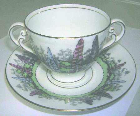 Alton (White Edge) Footed Bouillon Cup & Saucer