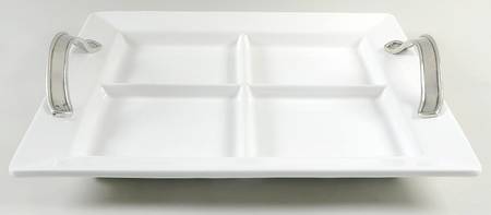 Tuscan 13" Handled 4 Part Square Tray