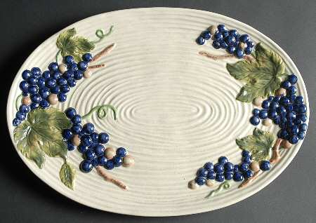 Grapevine Putty 16" Oval Serving Platter