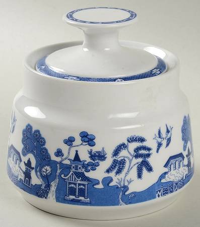 Blue China Willow Sugar Bowl & Lid