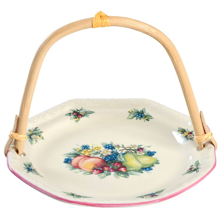 Sweet Country Harvest 5 3/8"-5 5/8" Bamboo Handled Serving Plate  HC