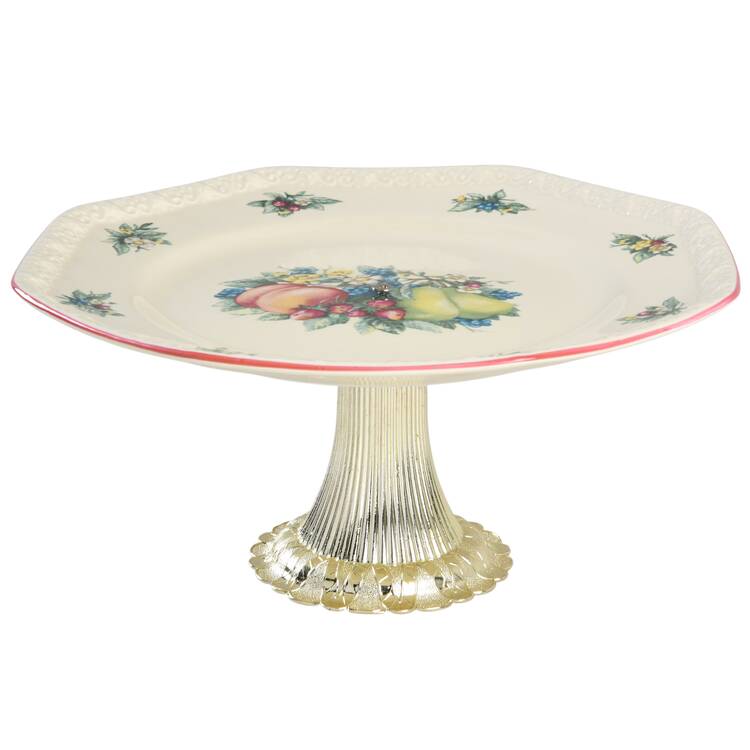 Sweet Country Harvest Cake Stand with 4"-5" Metal Pedestal  Hc