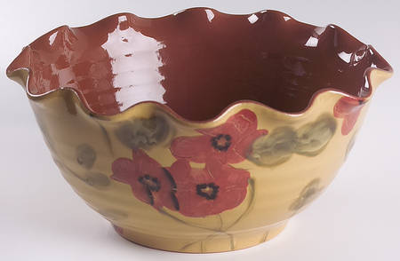 Fleur Rouge 10" Ruffled Bowl by Ambiance