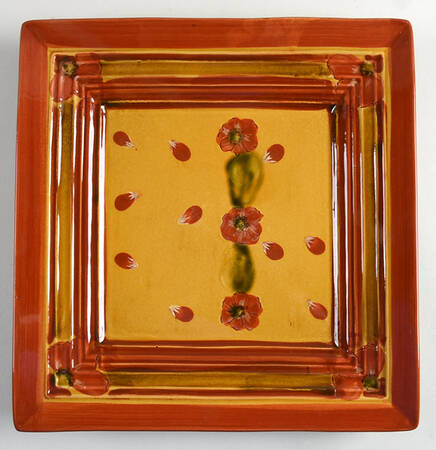 Fleur Rouge 12" Square Serving Platter by Ambiance