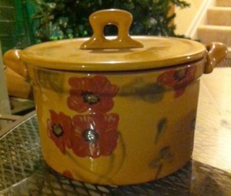 Fleur Rouge 1 Qt Round Covered Casserole