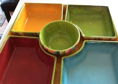 Stripes (6-Piece Relish Set (Tray, Center & 4 Motif Sides)