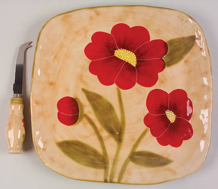 Fleur Rustique Cheese & Cracker Board & Knife