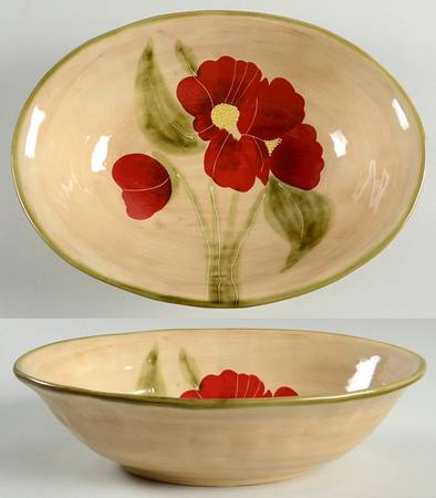 Fleur Rustique 11" Oval Vegetable Bowl