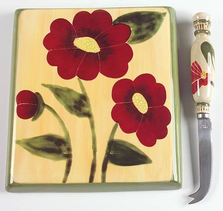 Fleur Rustique Cheese & Cracker Board & Knife