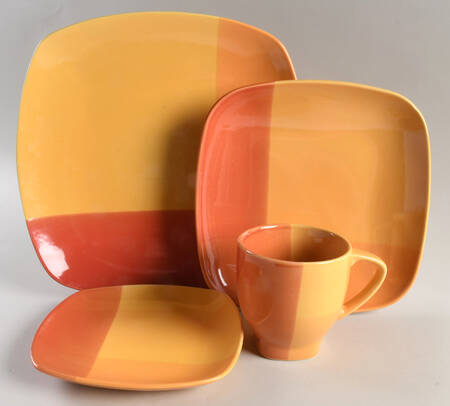 Color Blocks Red Yellow 4 Piece Place Setting