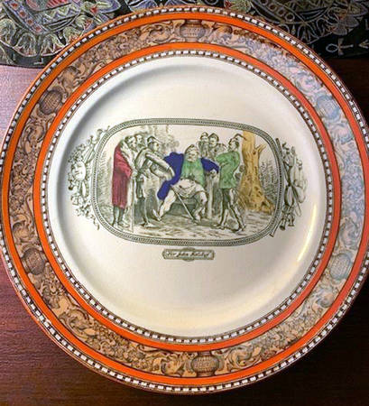 Shakspere (Orange Trim) 10" Oval Serving Platter