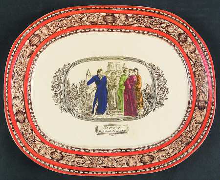 Shakspere (Orange Trim) 9" Oval Serving Platter