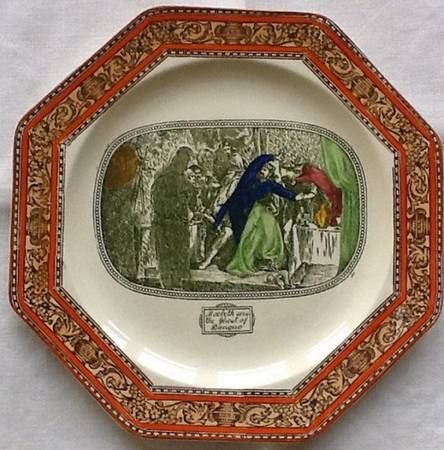 Shakspere (Orange Trim) Octagonal Salad Plate