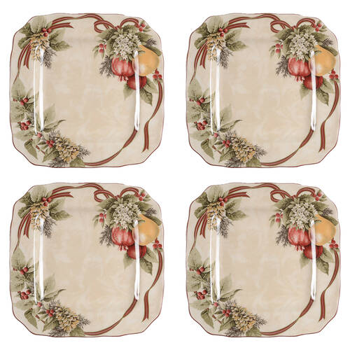 Yuletide Celebration Square Dinner Plate - Set of 4