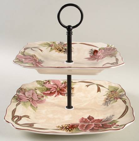 Yuletide Celebration 2 Tiered Serving Tray (DPSM1,SPSM1)