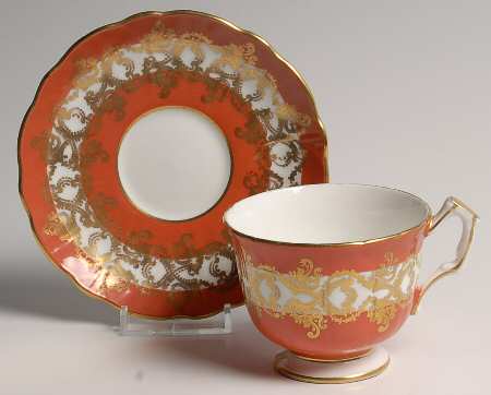 1215 Orange Footed Cup & Saucer Set