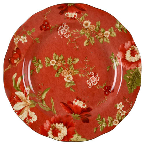 Summer Botanical Lutece Fleur Rouge 13" Chop Plate (Round Platter)