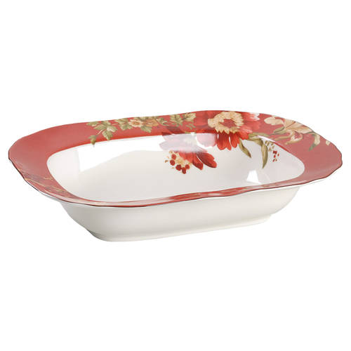 Summer Botanical Lutece Fleur Rouge 11" Oval Vegetable Bowl