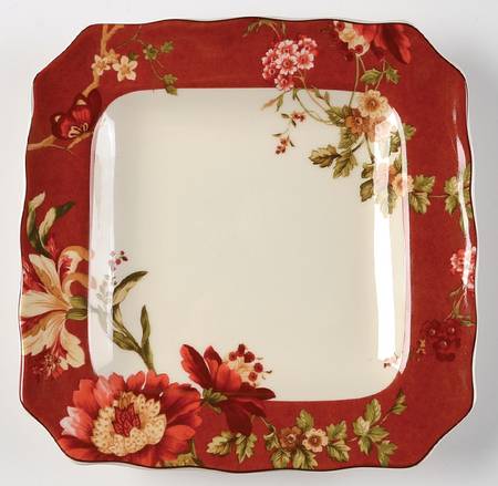 Summer Botanical Lutece Fleur Rouge Square Salad Plate