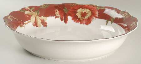 Summer Botanical Lutece Fleur Rouge 13" Pasta Serving Bowl
