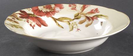 Summer Botanical Lutece Fleur Rouge Large Rim Soup Bowl