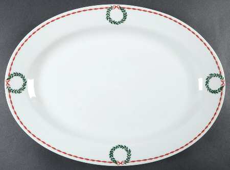 Holly Wreath 14" Oval Serving Platter