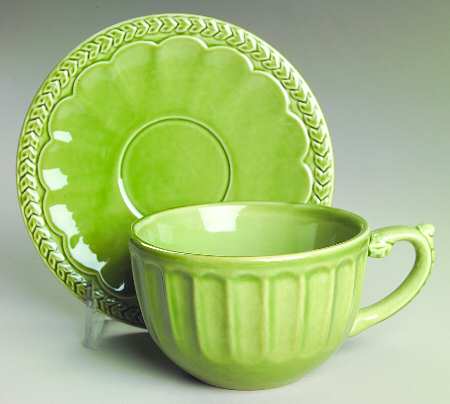 Athena Sage Green Flat Cup & Saucer Set